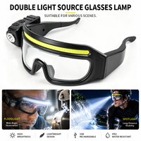 Lampe frontale à capteur COB, lumière latérale d'avertissement rouge et bleue, LED multimode, portable, pour camping, lumière de travail mains libres