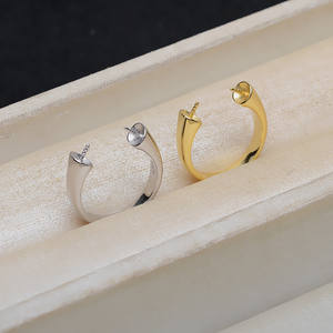 Bague ouverte en argent S925 Wenchi avec double perle 17076, réglable, pour femme, accessoires de bijoux DIY, style incrustation tendance, Chine - Product Image 3