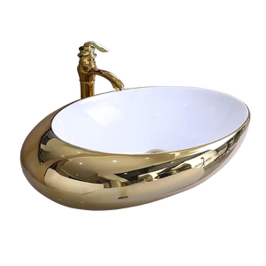 Lavabos DE ARTE ovalados de cerámica galvanizada Lavabos de lavabo de lujo personalizados coloridos para baño sobre encimera - Product Image 2