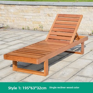 Chaise longue minimaliste moderne en bois massif pour l'extérieur, mobile, anti-corrosion, pour cour, balcon, jardin, villa, bord de mer, piscine - Product Image 6
