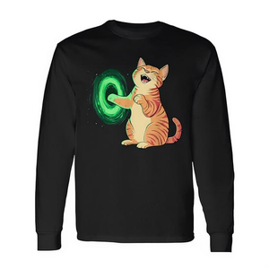 Maglietta a maniche lunghe Naughty Cat With Portal, unisex, taglia media per adulti - Product Image 2