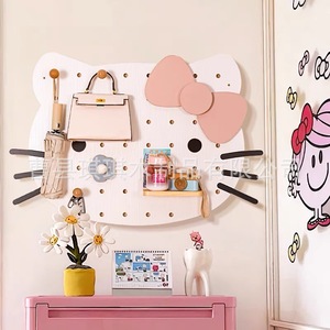 Hello Kitty Cat Wooden Pegboard <b>Wall</b> <b>Shelf</b> Adjustable Storage Organizer For Children's Room Decor - Product Image 2