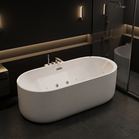 Baignoire autoportante en acrylique blanc mat écologique, vente directe usine Foshan, personnalisable pour projets, avec fonction massage