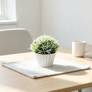 Bonsaï de fougère artificielle, ornement hémisphérique de 12.5 Cm pour la décoration de la maison, table basse, plantes vertes en pot - Product Image 3