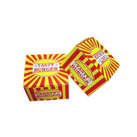 Boîte à mini-burgers en carton ivoire, taille et design personnalisés, jetable, auto-érectible, avec vernis et revêtement UV