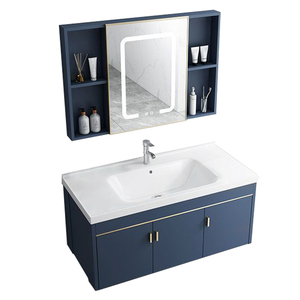 Ensemble de vanité murale de salle de bains de <span class=keywords><strong>grande</strong></span> capacité imperméable en aluminium moderne de luxe <span class=keywords><strong>armoire</strong></span> à <span class=keywords><strong>pharmacie</strong></span> miroir pour appartement - Product Image 3