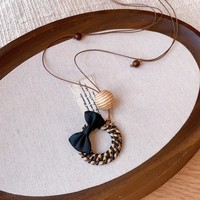 Kalung Liontin Batu Mata Harimau Bohemian Panjang Trendy dengan Rumbai untuk Wanita, Aksesoris Perhiasan Pernikahan