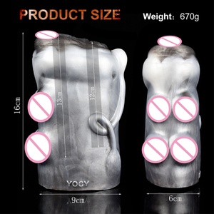 YOCY Fantasy Masturbateurs masculins réalistes, Godet de masturbation double canal en forme de vache, Jouet sexuel anal et vaginal pour adultes 18+ - Product Image 6