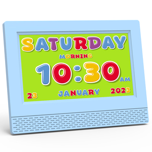 Horloge numérique avec calendrier parlant à rétroéclairage LED de 7 pouces avec plusieurs interfaces et affichage de texte couleur pour enfants - Product Image 2