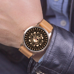 Reloj automático de cuero genuino para hombre, reloj de pulsera de acero inoxidable, reloj de cuarzo de estilo Punk con esqueleto - Product Image 2