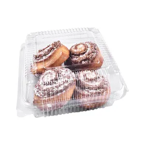 Scatola di imballaggio da forno trasparente in plastica PET quadrata personalizzata scatola di imballaggio sigillata per uso alimentare scatola universale sfusa per pasticceria
