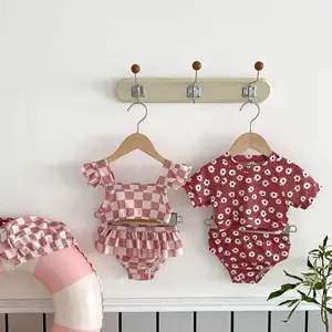 2024 INS Fashion Design Little Baby Girls Swimming Suit Infant Toddler Kids Bath Suit Swim Ware 3 Pcs Clothing Sets 880
