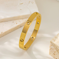 Gelang Baja Anti Karat Lapis Emas 18K Desain Bunga dengan Kancing Tersembunyi, Trendi untuk Unisex, Hadiah 2026