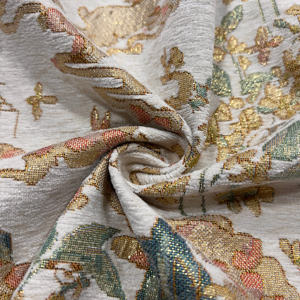 Tela Brocada Jacquard de Chenilla 100% Poliéster Pesado con Hilo Dorado y Plateado, Diseño Floral, Transpirable, Tejida para Sofás, Bolsos de Boda - Product Image 5