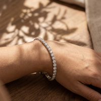 Bracelet tennis en or blanc massif 10K 14K 18K avec diamants de laboratoire CVD ronds de 4 mm à quatre griffes, 10 carats, 6,75 pouces, bijoux fins personnalisés