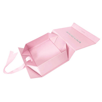 Boîtes en papier rose mat, carton rigide, logo estampé à chaud argenté, ruban, nœud, boîte cadeau de mariage, bijoux, vêtements, emballage de luxe