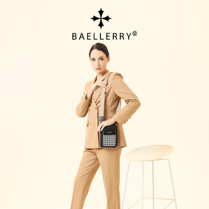 Bolso Bandolera Mini para Mujer Baellerry, Piel Sintética, Cierre Magnético, para Teléfono, Uso Diario, Marrón con Patrón de Pata de Gallo - Product Image 3