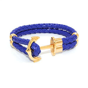 Nouvelle Tendance : Bracelets et Joncs Ajustables en Acier Inoxydable et Cuir Tressé Multicouche, Motifs Ancre et Croix, Style Mode - Product Image 2
