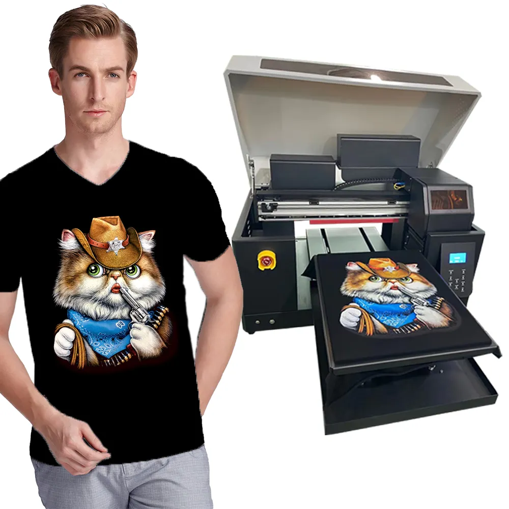 Dubbele Printkoppen 4720 2021 Nieuwe Trending Product Top Snelheid A2 Dtg Logo T-shirt Tshirt Textil Printer Printing Machine