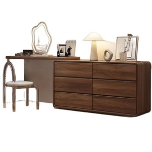 Modern Minimalist <b>Dressing</b> <b>Table</b> With Storage Drawers <b>And</b> <b>Mirror</b> For Bedroom Makeup Vanity Solid Wood Design - Product Image 1