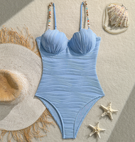 Ventes Flash STOCK Maillot de Bain Une Pièce Sexy Push-up Texturé Côtelé 3 Couleurs Tendance pour Femme