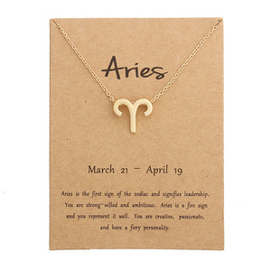 Commercio all'ingrosso in acciaio inox 18K oro placcato astrologia oroscopo <span class=keywords><strong>Ariete</strong></span> 12 zodiac pendenti di collana dei monili delle donne di fascino personalizzato - Product Image 1
