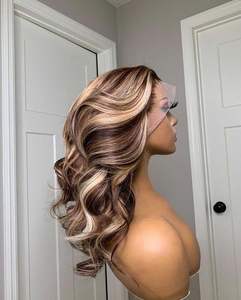 Peluca de cabello humano ondulado de 13x4 para <span class=keywords><strong>mujer</strong></span>, postizo de encaje frontal, color azul brillante, pelo Remy brasileño predespuntado con pelo de bebé - Product Image 2