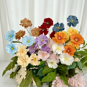 Fleur artificielle en pot, plante en tissu de soie réaliste, décoration d'intérieur, accessoires de mariage, fleur à 3 têtes - Product Image 1