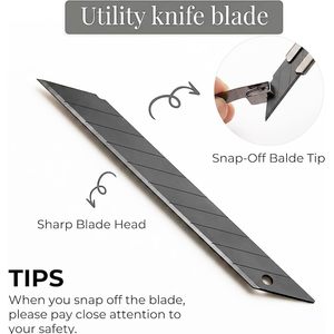 Cuchillo multiusos Gebildet, 5 piezas, acero inoxidable negro, cuchillas desprendibles, cortador bloqueable para uso con mano derecha e izquierda - Product Image 4