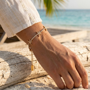 Bracelet étoile de mer avec zircon blanc, ton or, 16,55 cm, bijoux de fête pour femmes - Product Image 3