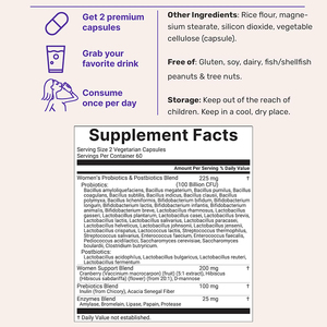 Capsule Probiotiche e Prebiotiche Rosa per Donne Adulte, 100 Miliardi, per Rassodamento Vaginale, Equilibrio del pH e Supporto Immunitario - Product Image 2