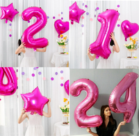 Bannière Joyeux Anniversaire, Ballons Étoiles 0-9 en Aluminium, Ballons en Latex Imprimés, Confettis, Décoration de Gâteau pour Fête d'Anniversaire Fille Femme