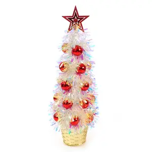 Мини-ПВХ искусственная мишура, новогодняя елка со звездой, Топпер и украшения для рождественского стола