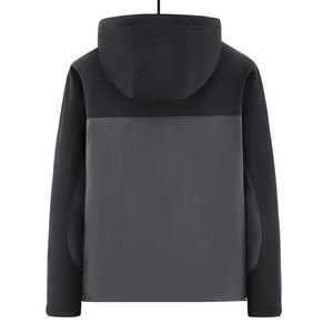 Chaqueta de hombre personalizada con logo, nueva colección otoño-invierno, con combinación de colores, cálida, cortavientos e impermeable, con capucha y forro de terciopelo. - Product Image 4