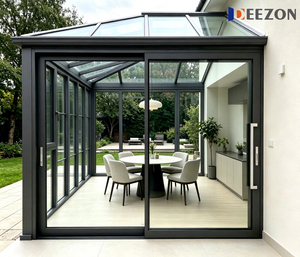 Porte coulissante en verre pour patio en aluminium à rupture de pont thermique certifiée DEEZON AS2047, portes coulissantes doubles modernes pour l'extérieur des maisons - Product Image 1