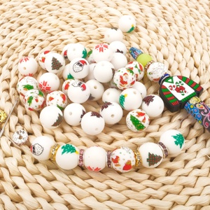 Perles en silicone de Noël en gros pour arbres de Noël, jouets à mâcher DIY, nouvelles perles de Noël en silicone, perles de dentition, perles artisanales - Product Image 2