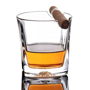 Free Sample Lead Free Crystal Custom Glass Logo Thick Bottom Drinking Glass Whisky Cigar Cup For Home Bar