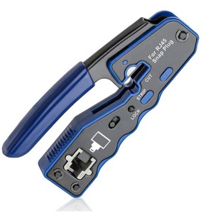 Herramienta profesional de crimpado Rj45 para cable de red 8P de acero con mango de agarre suave, grado industrial, entrada frontal - Product Image 1