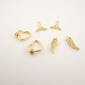 Pendentif coeur diamant plaqué or véritable 18 carats laiton collier de mode accessoires bijoux pendentifs <span class=keywords><strong>sirène</strong></span> Zircon - Product Image 3