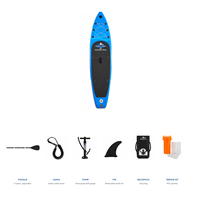 Planche de paddle gonflable de 11 pieds, ensemble complet trois pièces : pagaie, pompe, leash, aileron, sac à dos, kit de réparation, logo personnalisé, vente en gros