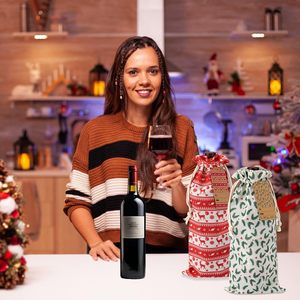 Sacs cadeaux personnalisés en gros avec motif Joyeux Noël, sacs en mousseline à cordon, sacs à cordon imprimés sur mesure pour bonbons - Product Image 4