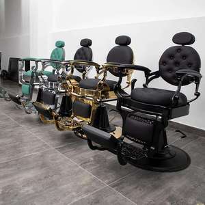 เก้าอี้ตัดผมสไตล์โบราณสีแดงเงินสำหรับร้านตัดผม ขาย - Product Image 5