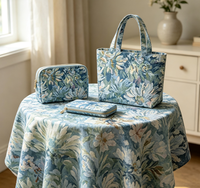 Tissu Jacquard Brocart Floral Style Peinture à l'Huile Monet, 70% Polyester 30% Coton, Teint en Fil, Tissage Haute Densité, 305 GSM