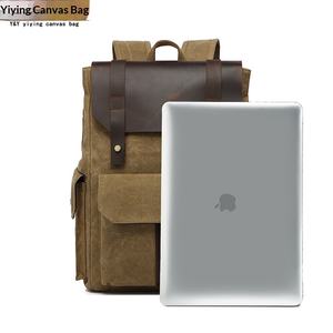 Nueva Mochila Vintage de Viaje para Exteriores, de Cuero Crazy Horse y Lona Encerada, Estilo Casual Unisex, para Exportación - Product Image 3