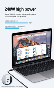 新着PD240W急速充電タイプCケーブル48V5AQC3.0急速充電USBTipoCからタイプCへMac用データKabelSamsungXiaomi