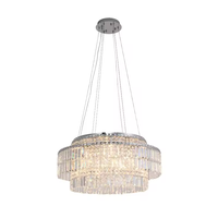 Lustre suspendu rectangulaire et rond en cristal LED dimmable pour hôtel, villa, hall, salle à manger, chambre