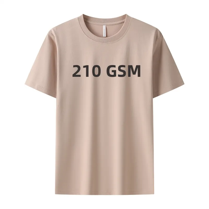 Camiseta de manga curta com gola redonda respirável e fresca para homens, camiseta de algodão de seda gelada 210G/M Cool Cool