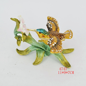 Yeni metal rhinestone kristal kanarya sabah zafer sevimli kuş metal biblo mücevher kutusu üzerinde ayakta - Product Image 4