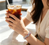 Pulsera de Plata 925 con Rubí Cultivado, Diseño Moderno, Excelente Regalo para Niños, para Uso Diario y Ocasiones Festivas