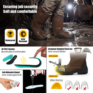 Zapatos de Seguridad GUYISA, Nuevas <span class=keywords><strong>Botas</strong></span> de Seguridad de Microfibra Impermeables Color Caqui <span class=keywords><strong>para</strong></span> Hombre, Personalizables, con Suela de Goma Anti-Impactos - Product Image 2